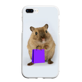 Чехол для iPhone 7Plus/8 Plus матовый с принтом Хомяк с сумкой в Тюмени, Силикон | Область печати: задняя сторона чехла, без боковых панелей | грызун | животные | крыса | мышь | хомяк | яблоко