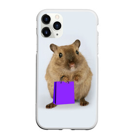 Чехол для iPhone 11 Pro матовый с принтом Хомяк с сумкой в Тюмени, Силикон |  | грызун | животные | крыса | мышь | хомяк | яблоко