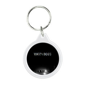 Брелок круглый с принтом Watch Dogs 2 в Тюмени, пластик и полированная сталь | круглая форма, металлическое крепление в виде кольца | Тематика изображения на принте: dogs | ubisoft | watch | watchdogs | псы | сторожевые | хакер