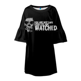 Детское платье 3D с принтом Watch Dogs 2 в Тюмени, 100% полиэстер | прямой силуэт, чуть расширенный к низу. Круглая горловина, на рукавах — воланы | Тематика изображения на принте: dogs | ubisoft | watch | watchdogs | псы | сторожевые | хакер