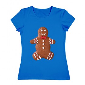 Женская футболка хлопок с принтом Новый год, Печенька! в Тюмени, 100% хлопок | прямой крой, круглый вырез горловины, длина до линии бедер, слегка спущенное плечо | новыйгод | печенька