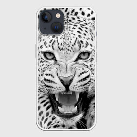Чехол для iPhone 13 с принтом Леопард в Тюмени,  |  | animal | eyes | jaws | leopard | malicious | predator | spotted | teeth | wild | взгляд | дикий | животное | злой | клыки | леопард | оскал | пасть | пятнистый | хищник