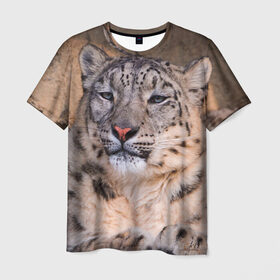 Мужская футболка 3D с принтом Леопард в Тюмени, 100% полиэфир | прямой крой, круглый вырез горловины, длина до линии бедер | animal | leopard | look | predator | spotted | wild | взгляд | дикий | животное | леопард | пятнистый | хищник