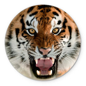 Коврик круглый с принтом Тигр в Тюмени, резина и полиэстер | круглая форма, изображение наносится на всю лицевую часть | animal | predator | striped | tiger | view | wild | взгляд | дикий | животное | полосатый | тигр | хищник