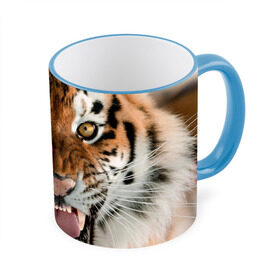 Кружка 3D с принтом Тигр в Тюмени, керамика | ёмкость 330 мл | animal | predator | striped | tiger | view | wild | взгляд | дикий | животное | полосатый | тигр | хищник