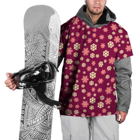 Накидка на куртку 3D с принтом Снежинки бордо в Тюмени, 100% полиэстер |  | год петуха | детям | любимым. | новый год | подарок | популярное | снег | снежинки