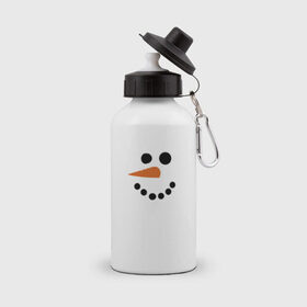 Бутылка спортивная с принтом Снеговик минимализм в Тюмени, металл | емкость — 500 мл, в комплекте две пластиковые крышки и карабин для крепления | год петуха | детям | крутой снеговик | любимым. | минимализм | морковка | новый год | подарок | популярное | снег | снеговик