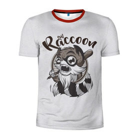 Мужская футболка 3D спортивная с принтом Злой енот в Тюмени, 100% полиэстер с улучшенными характеристиками | приталенный силуэт, круглая горловина, широкие плечи, сужается к линии бедра | Тематика изображения на принте: evil | raccoon | бита | енот