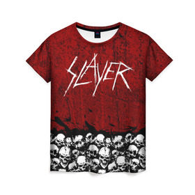 Женская футболка 3D с принтом Slayer Red в Тюмени, 100% полиэфир ( синтетическое хлопкоподобное полотно) | прямой крой, круглый вырез горловины, длина до линии бедер | Тематика изображения на принте: metal | rock | метал | рок | слэйер | трэш | череп