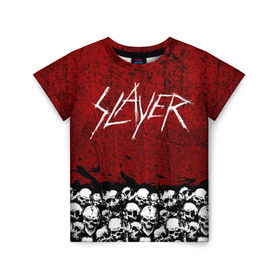 Детская футболка 3D с принтом Slayer Red в Тюмени, 100% гипоаллергенный полиэфир | прямой крой, круглый вырез горловины, длина до линии бедер, чуть спущенное плечо, ткань немного тянется | metal | rock | метал | рок | слэйер | трэш | череп