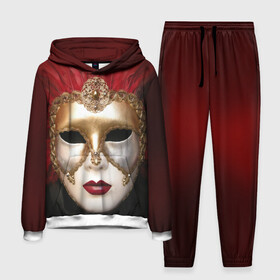 Мужской костюм 3D (с толстовкой) с принтом Венецианская маска в Тюмени,  |  | венеция | италия | карнавал | красный | лицо | перья