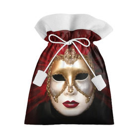 Подарочный 3D мешок с принтом Венецианская маска в Тюмени, 100% полиэстер | Размер: 29*39 см | Тематика изображения на принте: венеция | италия | карнавал | красный | лицо | перья