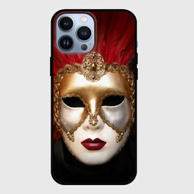 Чехол для iPhone 13 Pro Max с принтом Венецианская маска в Тюмени,  |  | Тематика изображения на принте: венеция | италия | карнавал | красный | лицо | перья