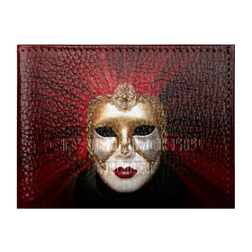 Обложка для студенческого билета с принтом Венецианская маска в Тюмени, натуральная кожа | Размер: 11*8 см; Печать на всей внешней стороне | венеция | италия | карнавал | красный | лицо | перья