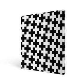Холст квадратный с принтом Крест в Тюмени, 100% ПВХ |  | cross | крест | оптическая иллюзия | орнамент | узор | чёрно белый