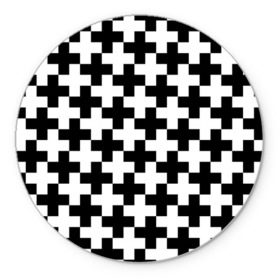 Коврик круглый с принтом Крест в Тюмени, резина и полиэстер | круглая форма, изображение наносится на всю лицевую часть | cross | крест | оптическая иллюзия | орнамент | узор | чёрно белый