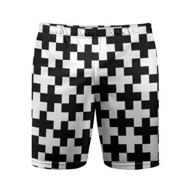 Мужские шорты 3D спортивные с принтом Крест в Тюмени,  |  | cross | крест | оптическая иллюзия | орнамент | узор | чёрно белый