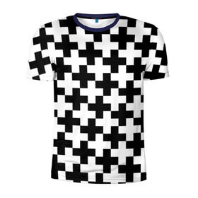 Мужская футболка 3D спортивная с принтом Крест в Тюмени, 100% полиэстер с улучшенными характеристиками | приталенный силуэт, круглая горловина, широкие плечи, сужается к линии бедра | cross | крест | оптическая иллюзия | орнамент | узор | чёрно белый