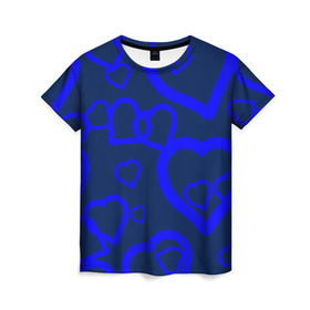 Женская футболка 3D с принтом Ночная романтика в Тюмени, 100% полиэфир ( синтетическое хлопкоподобное полотно) | прямой крой, круглый вырез горловины, длина до линии бедер | love is | влюблённый | любовь | ночь | романтика | сердечки | сердце