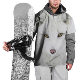 Накидка на куртку 3D с принтом Полярная лиса в Тюмени, 100% полиэстер |  | animal | polar fox | predator | sly | white | wild | белая | дикая | животное | лиса | полярная | хитрая | хищник