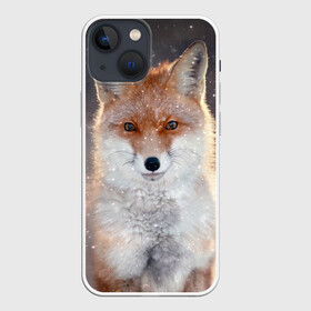 Чехол для iPhone 13 mini с принтом Лиса в Тюмени,  |  | animal | baby | fox | predator | red | sly | snow | view | wild | winter | взгляд | дикая | животное | зима | лиса | малыш | рыжая | снег | хитрая | хищник