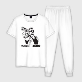 Мужская пижама хлопок с принтом Walter Sobchak в Тюмени, 100% хлопок | брюки и футболка прямого кроя, без карманов, на брюках мягкая резинка на поясе и по низу штанин
 | the big lebowski | walter sobchak | большой лебовски