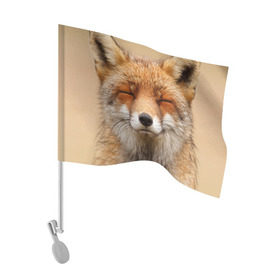 Флаг для автомобиля с принтом Лиса в Тюмени, 100% полиэстер | Размер: 30*21 см | Тематика изображения на принте: animal | baby | fox | look | predator | red | sly | wild | взгляд | дикая | животное | лиса | малыш | рыжая | хитрая | хищник