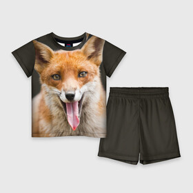 Детский костюм с шортами 3D с принтом Лиса в Тюмени,  |  | Тематика изображения на принте: animal | fox | look | predator | red | sly | wild | взгляд | дикая | животное | лиса | рыжая | хитрая | хищник
