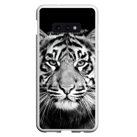 Чехол для Samsung S10E с принтом Тигр в Тюмени, Силикон | Область печати: задняя сторона чехла, без боковых панелей | Тематика изображения на принте: animal | black   white | look | predator | tiger | wild | взгляд | дикий | животное | тигр | хищник | черно   белый