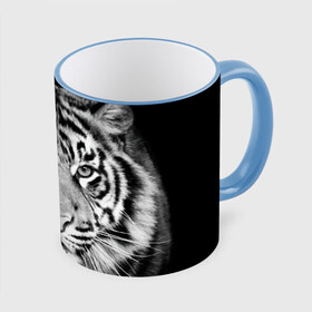 Кружка 3D с принтом Тигр в Тюмени, керамика | ёмкость 330 мл | Тематика изображения на принте: animal | black   white | look | predator | tiger | wild | взгляд | дикий | животное | тигр | хищник | черно   белый
