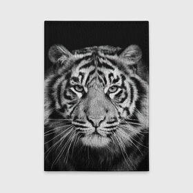 Обложка для автодокументов с принтом Тигр в Тюмени, натуральная кожа |  размер 19,9*13 см; внутри 4 больших “конверта” для документов и один маленький отдел — туда идеально встанут права | animal | black   white | look | predator | tiger | wild | взгляд | дикий | животное | тигр | хищник | черно   белый