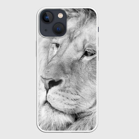 Чехол для iPhone 13 mini с принтом Лев в Тюмени,  |  | animal | black   white | king | lion | look | predator | wild | взгляд | дикий | животное | зверь | лев | хищник | царь | черно   белый