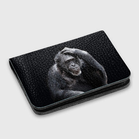 Картхолдер с принтом с принтом ЕГЭ в Тюмени, натуральная матовая кожа | размер 7,3 х 10 см; кардхолдер имеет 4 кармана для карт; | егэ | обезьяна | шимпанзе | школа | экзамен | экзамены