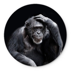 Коврик круглый с принтом ЕГЭ в Тюмени, резина и полиэстер | круглая форма, изображение наносится на всю лицевую часть | егэ | обезьяна | шимпанзе | школа | экзамен | экзамены