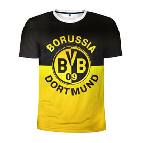 Мужская футболка 3D спортивная с принтом Borussia Dortmund FC в Тюмени, 100% полиэстер с улучшенными характеристиками | приталенный силуэт, круглая горловина, широкие плечи, сужается к линии бедра | Тематика изображения на принте: боруссия | германия | дортмунд | клуб | фк | футбол | футбольный