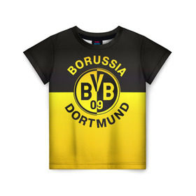 Детская футболка 3D с принтом Borussia Dortmund FC в Тюмени, 100% гипоаллергенный полиэфир | прямой крой, круглый вырез горловины, длина до линии бедер, чуть спущенное плечо, ткань немного тянется | Тематика изображения на принте: боруссия | германия | дортмунд | клуб | фк | футбол | футбольный