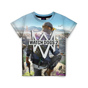 Детская футболка 3D с принтом Watch Dogs 2 в Тюмени, 100% гипоаллергенный полиэфир | прямой крой, круглый вырез горловины, длина до линии бедер, чуть спущенное плечо, ткань немного тянется | watchdogs