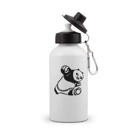 Бутылка спортивная с принтом Панда в Тюмени, металл | емкость — 500 мл, в комплекте две пластиковые крышки и карабин для крепления | кунг фу | мульт | панда