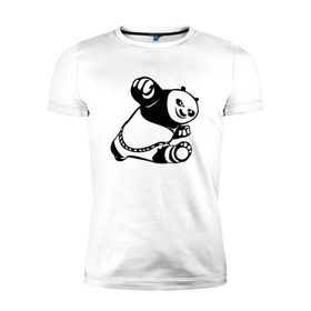 Мужская футболка премиум с принтом Панда в Тюмени, 92% хлопок, 8% лайкра | приталенный силуэт, круглый вырез ворота, длина до линии бедра, короткий рукав | кунг фу | мульт | панда