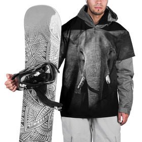Накидка на куртку 3D с принтом Слон в Тюмени, 100% полиэстер |  | animal | big | black   white | elephant | wild | большой | дикий | животное | слон | черно   белый