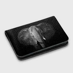 Картхолдер с принтом с принтом Слон в Тюмени, натуральная матовая кожа | размер 7,3 х 10 см; кардхолдер имеет 4 кармана для карт; | animal | big | black   white | elephant | wild | большой | дикий | животное | слон | черно   белый
