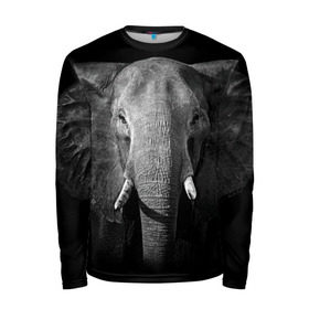Мужской лонгслив 3D с принтом Слон в Тюмени, 100% полиэстер | длинные рукава, круглый вырез горловины, полуприлегающий силуэт | animal | big | black   white | elephant | wild | большой | дикий | животное | слон | черно   белый