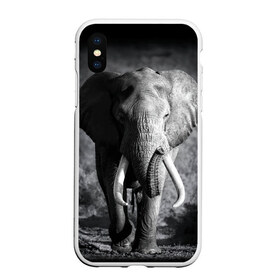 Чехол для iPhone XS Max матовый с принтом Слон в Тюмени, Силикон | Область печати: задняя сторона чехла, без боковых панелей | Тематика изображения на принте: africa | animal | big | black   white | elephant | go | road | savannah | wild | африка | большой | дикий | дорога | животное | идет | саванна | слон | черно   белый