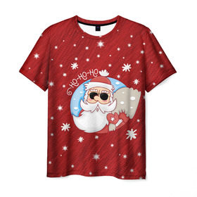 Мужская футболка 3D с принтом HoHoHo в Тюмени, 100% полиэфир | прямой крой, круглый вырез горловины, длина до линии бедер | 2017 год | deer | ho | merry christmas | new year | santa | дед мороз | зима | клаус | новый год | ночь | праздник | рождество | санта | снег