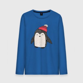 Мужской лонгслив хлопок с принтом Пингвин в шапке в Тюмени, 100% хлопок |  | милота