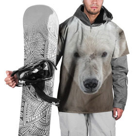 Накидка на куртку 3D с принтом Белый медведь в Тюмени, 100% полиэстер |  | animal | bear | eyes | head | north | polar | predator | white | wild | белый | взгляд | голова | дикий | животное | медведь | полярный | север | хищник