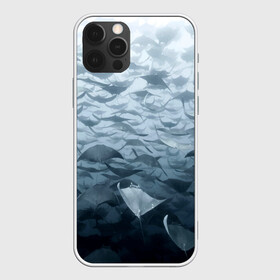 Чехол для iPhone 12 Pro с принтом Электрические скаты в Тюмени, силикон | область печати: задняя сторона чехла, без боковых панелей | depth | fish | lot | ocean | power | rays | school | sea | water | вода | глубина | косяк | много | море | океан | рыбы | скаты | электрические