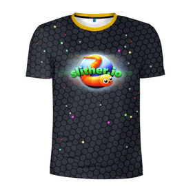 Мужская футболка 3D спортивная с принтом Слизарио в Тюмени, 100% полиэстер с улучшенными характеристиками | приталенный силуэт, круглая горловина, широкие плечи, сужается к линии бедра | Тематика изображения на принте: io | slither | игра | скользкий | слизняк | червяк