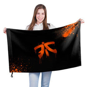 Флаг 3D с принтом cs:go - Fnatic (Black collection) в Тюмени, 100% полиэстер | плотность ткани — 95 г/м2, размер — 67 х 109 см. Принт наносится с одной стороны | Тематика изображения на принте: 0x000000123 | cs | csgo | fnatic | кс | ксго | фнатик