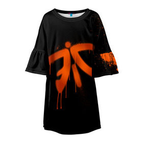 Детское платье 3D с принтом cs:go - Fnatic (Black collection) в Тюмени, 100% полиэстер | прямой силуэт, чуть расширенный к низу. Круглая горловина, на рукавах — воланы | Тематика изображения на принте: 0x000000123 | cs | csgo | fnatic | кс | ксго | фнатик